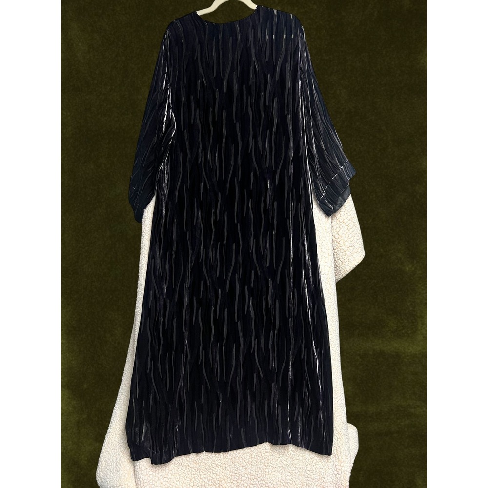 Neiman Marcus VTG 90s/Y2K Velvet Burnout Silk Blend Witchy Duster Robe Black L - Picture 5 of 8